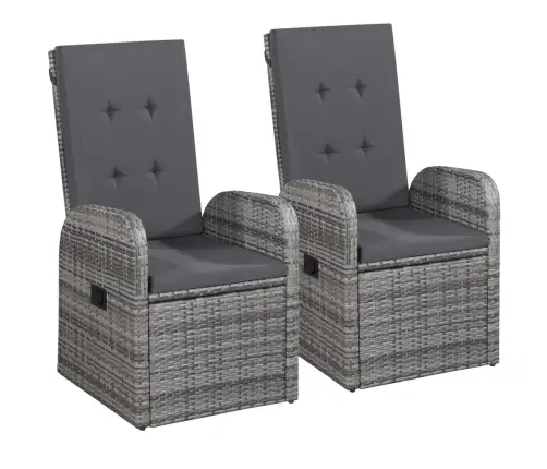 7-Daļīgs Dārza Mēbeļu Komplekts Ar Matračiem, Pelēks Vidaxl