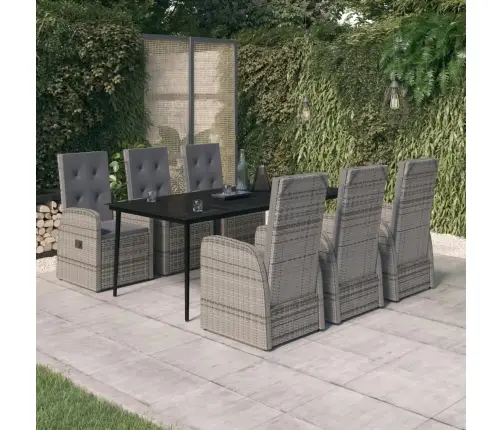 7-Daļīgs Dārza Mēbeļu Komplekts Ar Matračiem, Pelēks Vidaxl