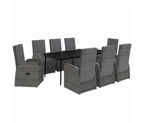9-Osaline Aiamööbli Komplekt Patjadega, Hall