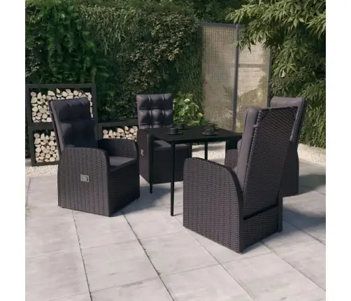 5-Daļīgs Dārza Mēbeļu Komplekts Ar Matračiem, Melns Vidaxl