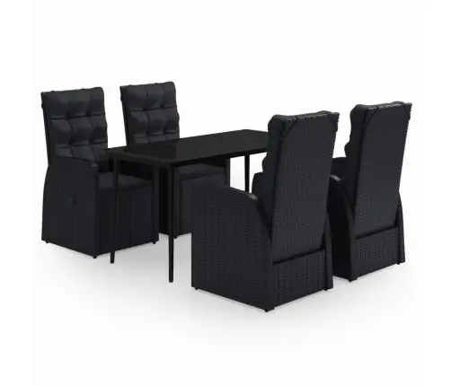 Sodo Valgomojo Komplektas Su Pagalvėlėmis, 5 Dalių, Juodas