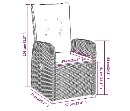 7-Osaline Aiamööbli Komplekt Patjadega, Must