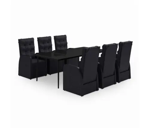 7-Daļīgs Dārza Mēbeļu Komplekts Ar Matračiem, Melns Vidaxl