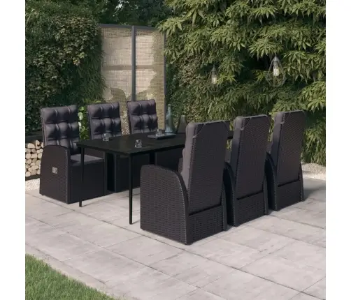 7-Daļīgs Dārza Mēbeļu Komplekts Ar Matračiem, Melns Vidaxl