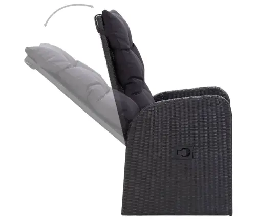 9-Osaline Aiamööbli Komplekt Patjadega, Must