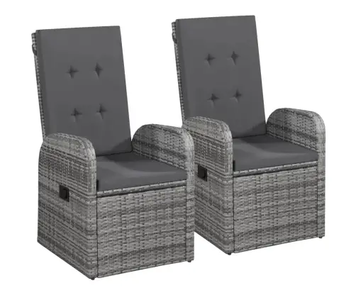 7-Daļīgs Dārza Mēbeļu Komplekts Ar Matračiem, Pelēks Vidaxl