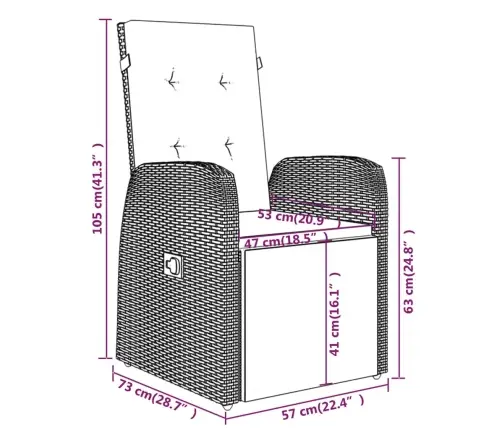 7-Daļīgs Dārza Mēbeļu Komplekts Ar Matračiem, Pelēks Vidaxl