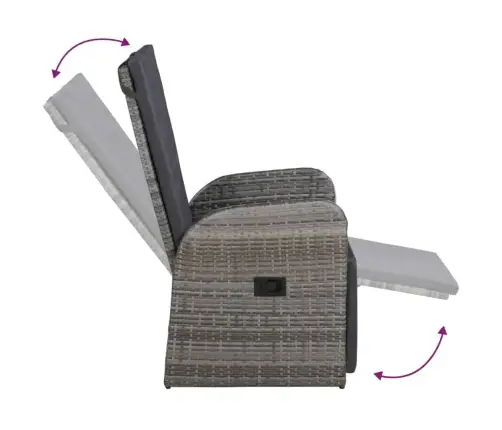 7-Daļīgs Dārza Mēbeļu Komplekts Ar Matračiem, Pelēks Vidaxl