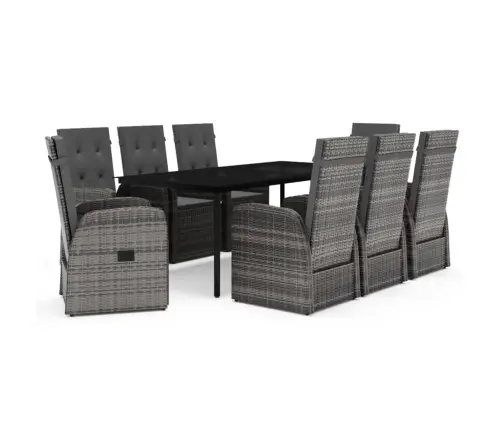 9-Osaline Aiamööbli Komplekt Patjadega, Hall