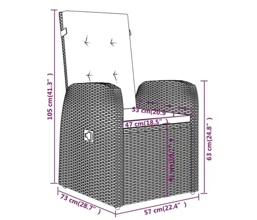 9-Osaline Aiamööbli Komplekt Patjadega, Hall