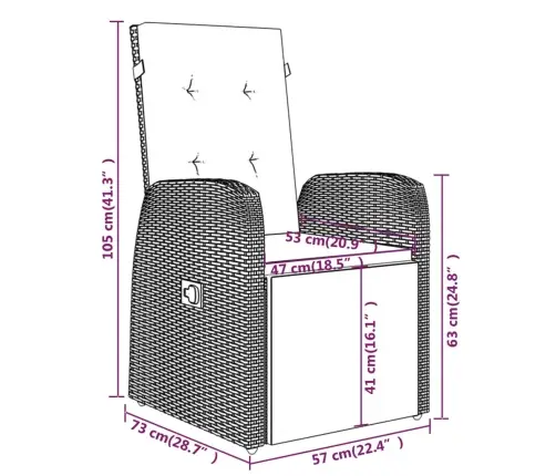 9-Osaline Aiamööbli Komplekt Patjadega, Hall