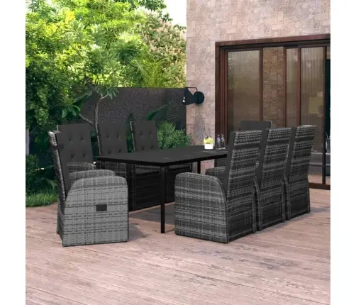 9-Osaline Aiamööbli Komplekt Patjadega, Hall