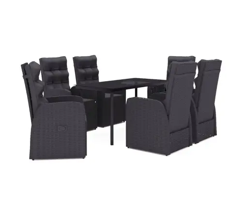 7-Daļīgs Dārza Mēbeļu Komplekts Ar Matračiem, Melns Vidaxl