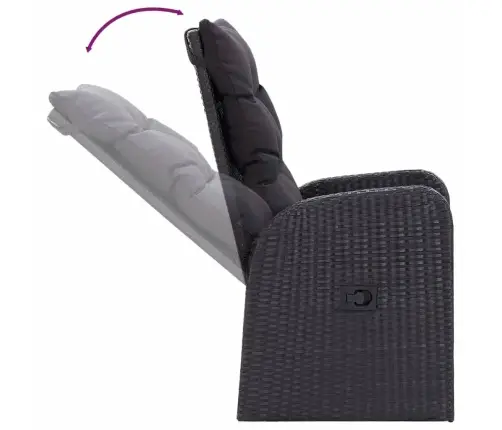 7-Daļīgs Dārza Mēbeļu Komplekts Ar Matračiem, Melns Vidaxl