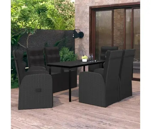7-Daļīgs Dārza Mēbeļu Komplekts Ar Matračiem, Melns Vidaxl