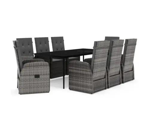 9-Osaline Aiamööbli Komplekt Patjadega, Hall