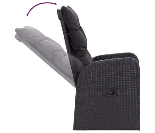 7-Daļīgs Dārza Mēbeļu Komplekts Ar Matračiem, Melns Vidaxl