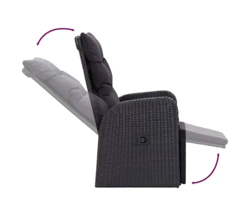 7-Daļīgs Dārza Mēbeļu Komplekts Ar Matračiem, Melns Vidaxl