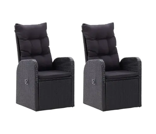 9-Daļīgs Dārza Mēbeļu Komplekts, Matrači, Melns Vidaxl