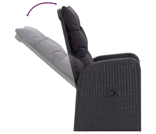 9-Daļīgs Dārza Mēbeļu Komplekts, Matrači, Melns Vidaxl