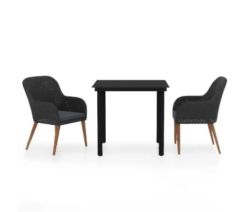 Sodo Valgomojo Komplektas Su Pagalvėlėmis, 3 Dalių, Juodas