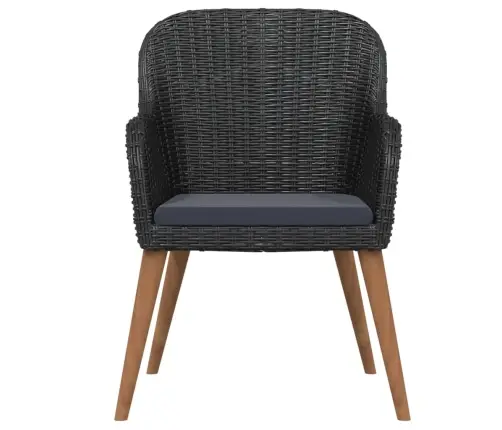 7-Osaline Aiamööbli Komplekt Patjadega, Must