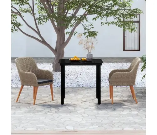 3-Daļīgs Dārza Mēbeļu Komplekts Ar Matračiem, Brūns Vidaxl