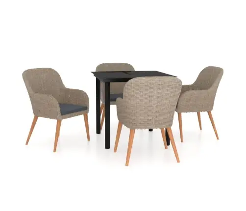 5-Daļīgs Dārza Mēbeļu Komplekts Ar Matračiem, Brūns Vidaxl