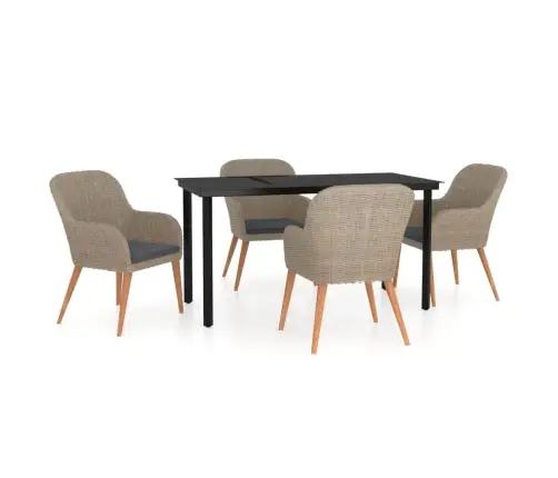 5-Daļīgs Dārza Mēbeļu Komplekts Ar Matračiem, Brūns Vidaxl