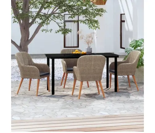 5-Daļīgs Dārza Mēbeļu Komplekts Ar Matračiem, Brūns Vidaxl