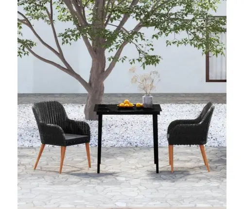 Sodo Valgomojo Komplektas Su Pagalvėlėmis, 3 Dalių, Juodas