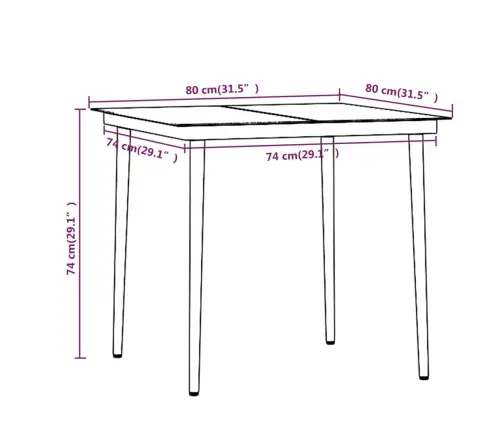 5-Osaline Aiamööbli Komplekt Istmepatjadega, Must