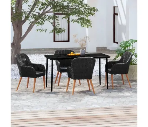 Sodo Valgomojo Komplektas Su Pagalvėlėmis, 5 Dalių, Juodas