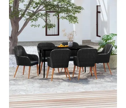 Sodo Komplektas Su Pagalvėlėmis, 7 Dalių, Juodos Spalvos