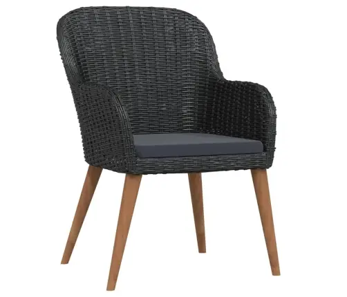 9-Daļīgs Dārza Mēbeļu Komplekts, Matrači, Melns Vidaxl