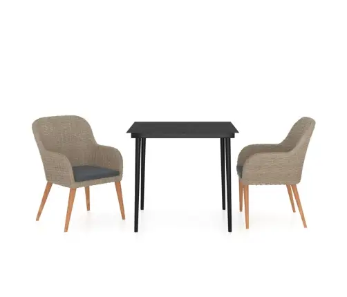 3-Osaline Aiamööbli Komplekt Istmepatjadega, Pruun