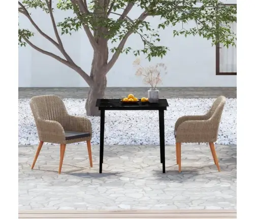 3-Osaline Aiamööbli Komplekt Istmepatjadega, Pruun