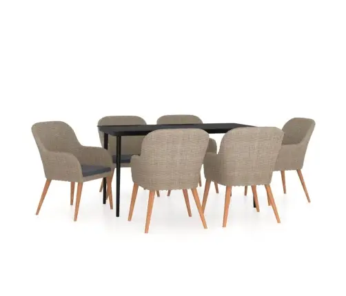 7-Daļīgs Dārza Mēbeļu Komplekts Ar Matračiem, Brūns Vidaxl