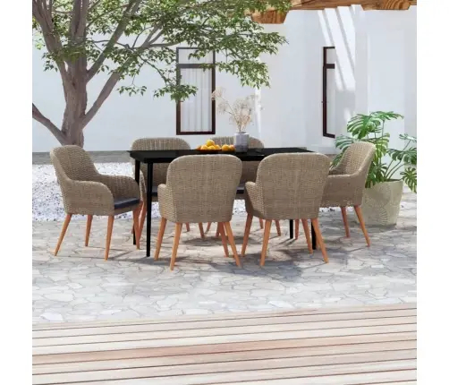 7-Daļīgs Dārza Mēbeļu Komplekts Ar Matračiem, Brūns Vidaxl