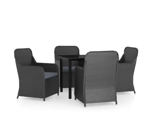 5-Daļīgs Dārza Mēbeļu Komplekts Ar Matračiem, Melns Vidaxl