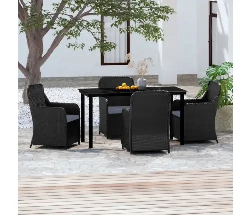 5-Daļīgs Dārza Mēbeļu Komplekts Ar Matračiem, Melns Vidaxl 5-Daļīgs Dārza Mēbeļu Komplekts Ar Matračiem, Melns Vidaxl