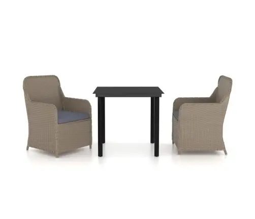 3-Osaline Aia Söögimööbli Komplekt Patjadega, Pruun