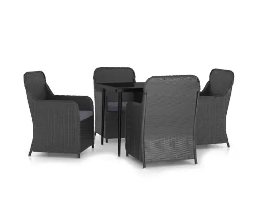 5-Daļīgs Dārza Mēbeļu Komplekts Ar Matračiem, Melns Vidaxl