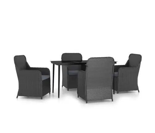 5-Daļīgs Dārza Mēbeļu Komplekts Ar Matračiem, Melns Vidaxl