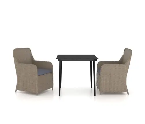 3-Osaline Aia Söögimööbli Komplekt Patjadega, Pruun