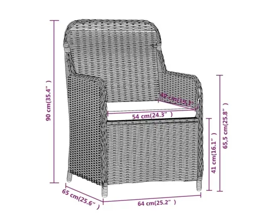 3-Osaline Aia Söögimööbli Komplekt Patjadega, Pruun