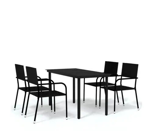 5-Daļīgs Dārza Mēbeļu Komplekts, Melns Vidaxl