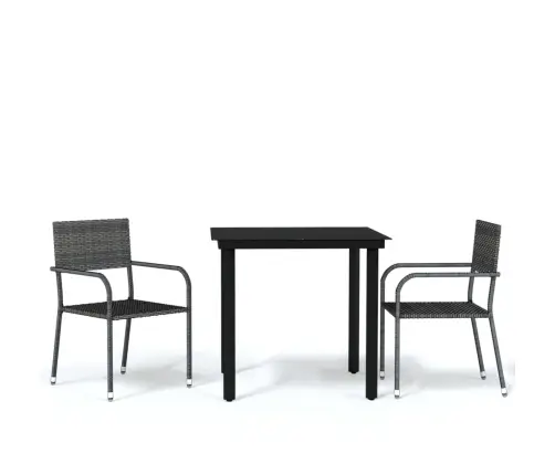 Sodo Valgomojo Baldų Komplektas, 3 Dalių, Pilkos Spalvos