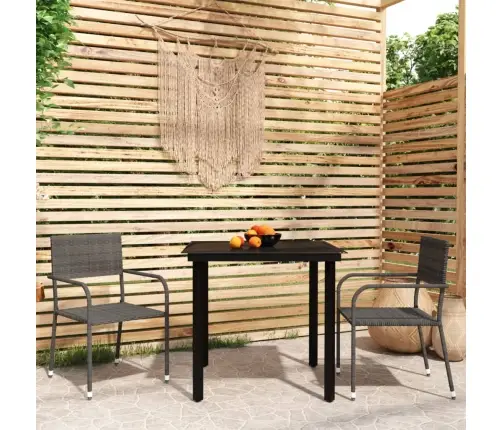 Sodo Valgomojo Baldų Komplektas, 3 Dalių, Pilkos Spalvos