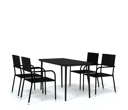 5-Osaline Aia Söögimööbli Komplekt, Must